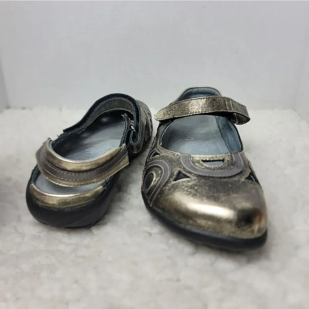 Naot Rongo Women’s Mary Jane Slingback Sandal Size 8.5 Gold Metallic Close Toe